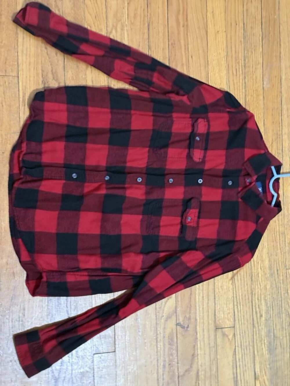 GEORGE MENS BLACK AND RED FLANNEL SHIRT SIZE LARGE